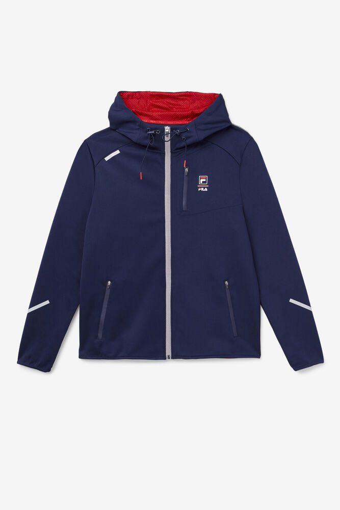 Fila Coulty Tech Hoodie Jacket Navy - Mens - 62984RUQD